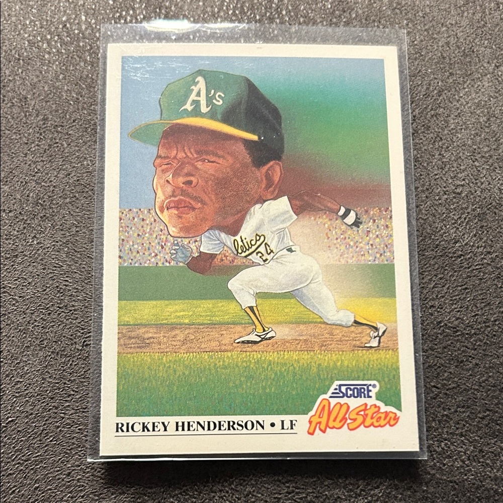 Rickey Henderson Oakland A's All Star Baseball Card - Green & White